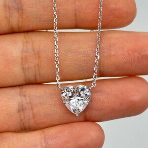 Crystal Heart Pendant Necklace Sterling silver and Zirconia Heart Shaped Jewelry